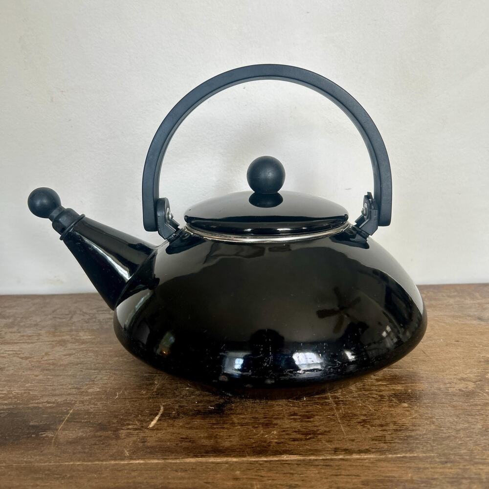Vintage Le Creuset Zen Black Enamel Tea Kettle | Asian-Inspired Whistling Teapot